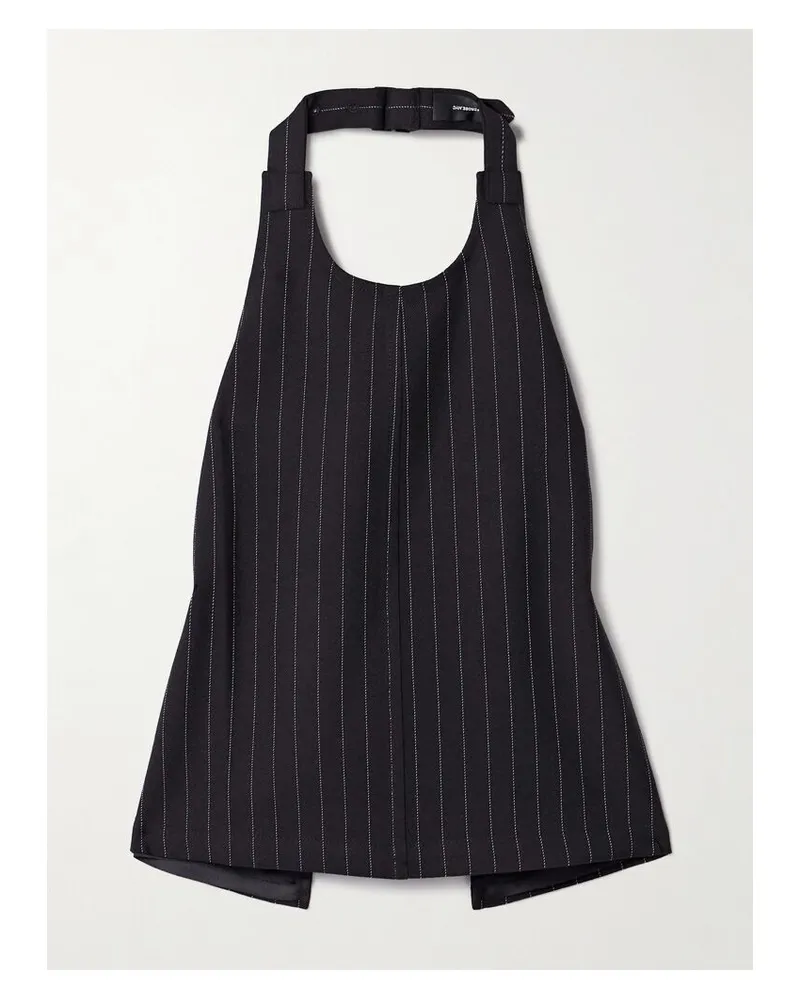 WARDROBE.NYC Neckholder-oberteil Aus Woll-twill Mit Nadelstreifen Und Freier Rückenpartie - Schwarz Schwarz