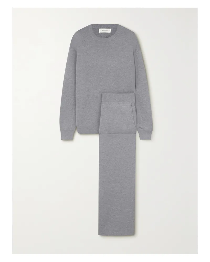 Olivia von Halle Carmel Silk And Cashmere-blend Sweatshirt And Track Pants Set - Gray Gray
