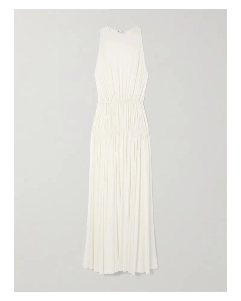 Alaïa Gathered Jersey Maxi Dress - Off-white Off-white