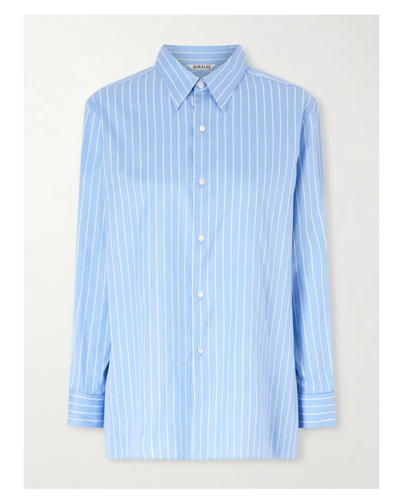 AURALEE Hemd Aus Einer Gestreiften Baumwoll-seidenmischung - Blau Blau