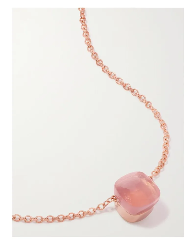 Pomellato Nudo Kette Aus 18 Karat Roségold Mit Rosenquarz- Und Chalcedon-dublette Gold