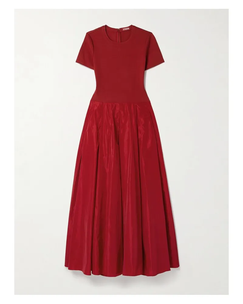 STAUD Hopper Maxikleid Aus Stretch-jersey Und Faille Mit Falten - Rot Rot