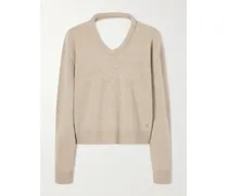 Leather-trimmed Wool Sweater - Neutrals