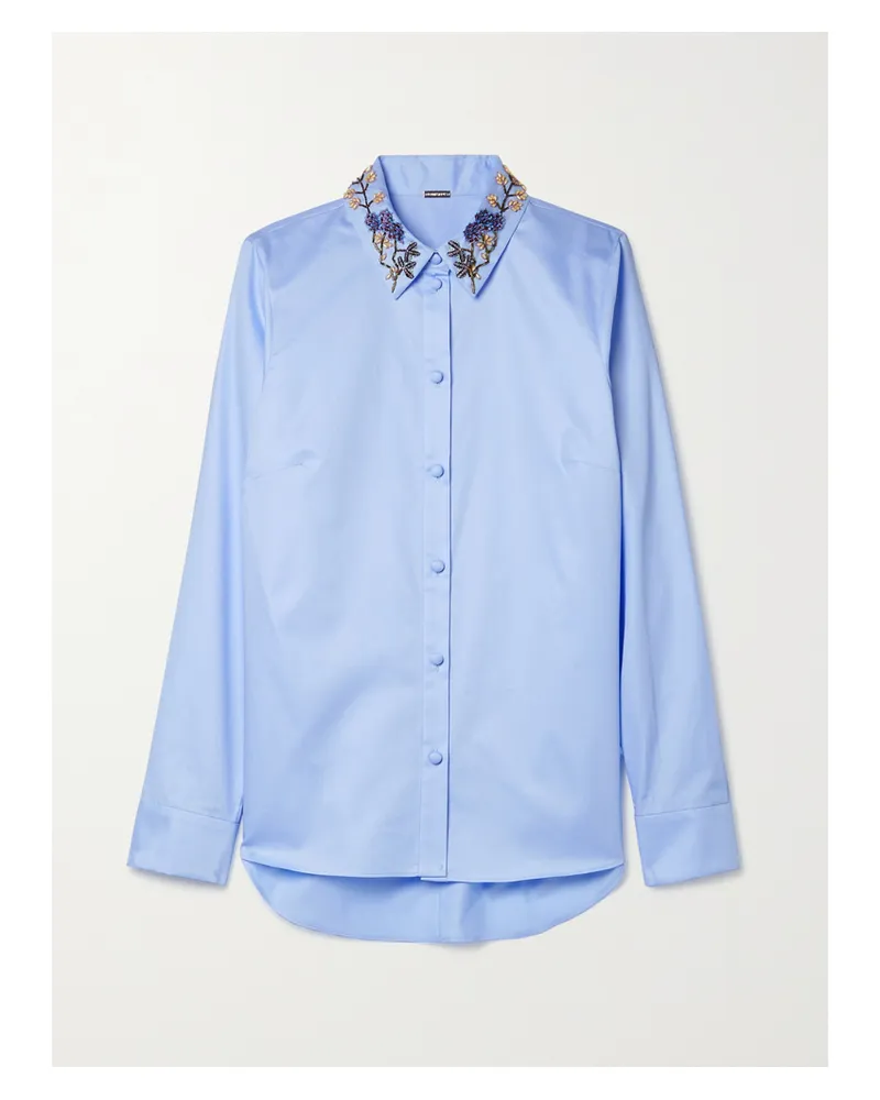 Adam Lippes Hemd Aus Baumwollpopeline Mit Verzierung - Blau Blau