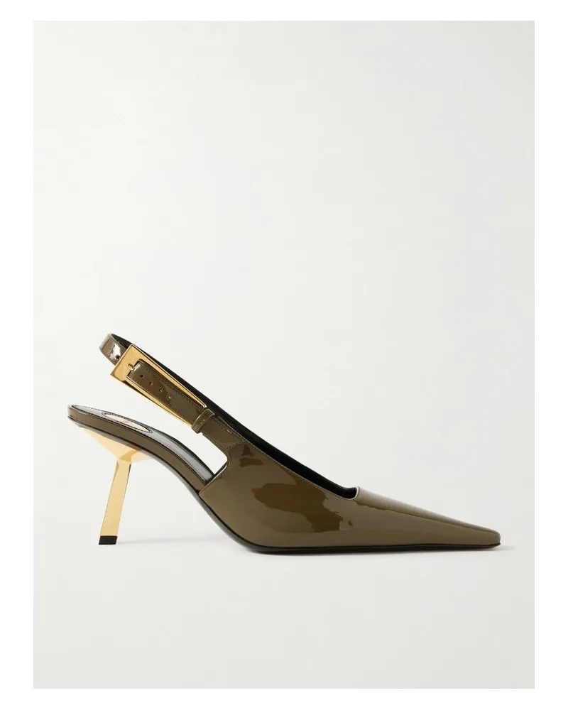 Saint Laurent Lee Slingback-pumps Aus Lackleder - Grün Grün