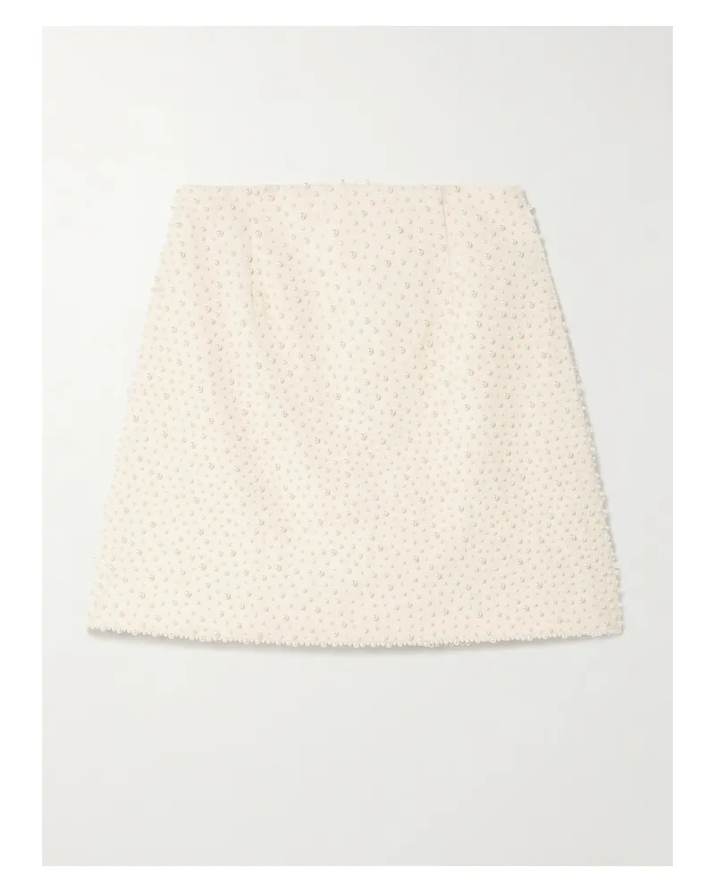 Carolina Herrera New York Minirock Aus Crêpe Aus Einer Wollmischung Mit Kunstperlen - Weiß Weiß