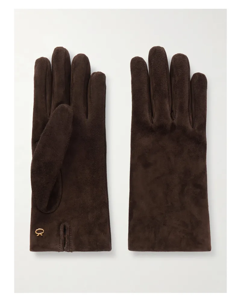 Gianvito Rossi Handschuhe Aus Veloursleder Mit Verzierung - Braun Braun