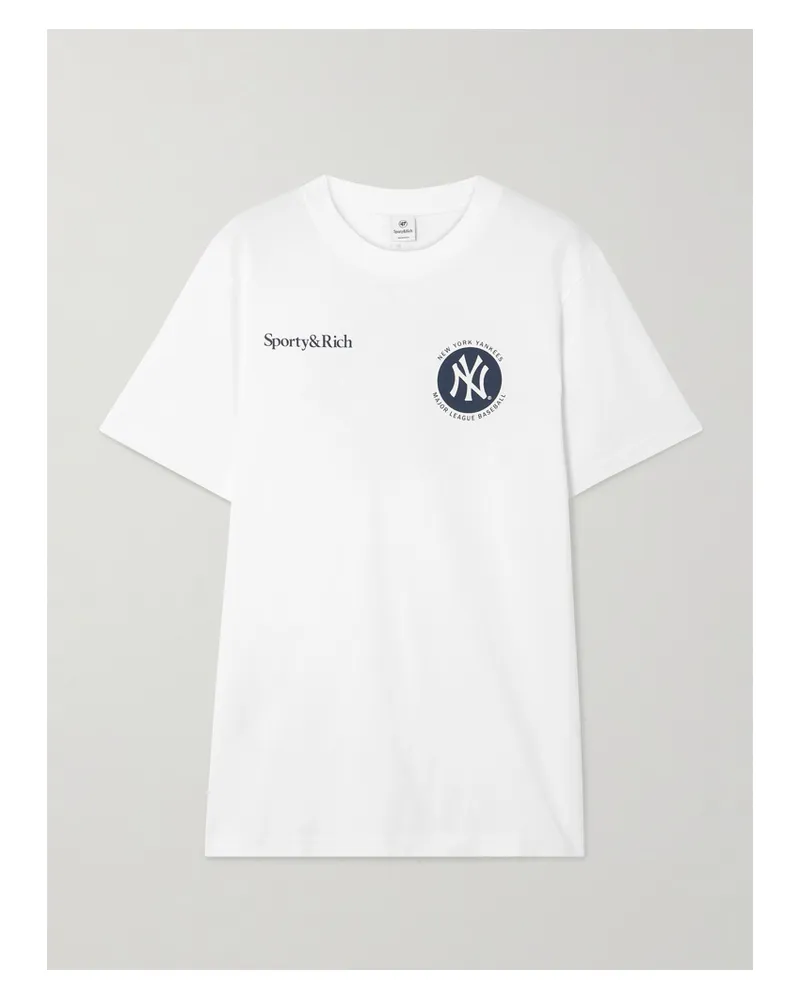 SPORTY & RICH New York Yankees T-shirt Aus Baumwoll-jersey Mit Prints - Weiß Weiß
