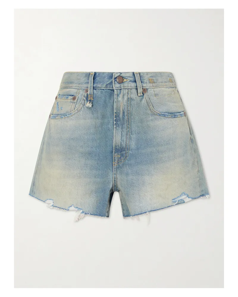 R13 X-bf Frayed Denim Shorts - Blue Blue