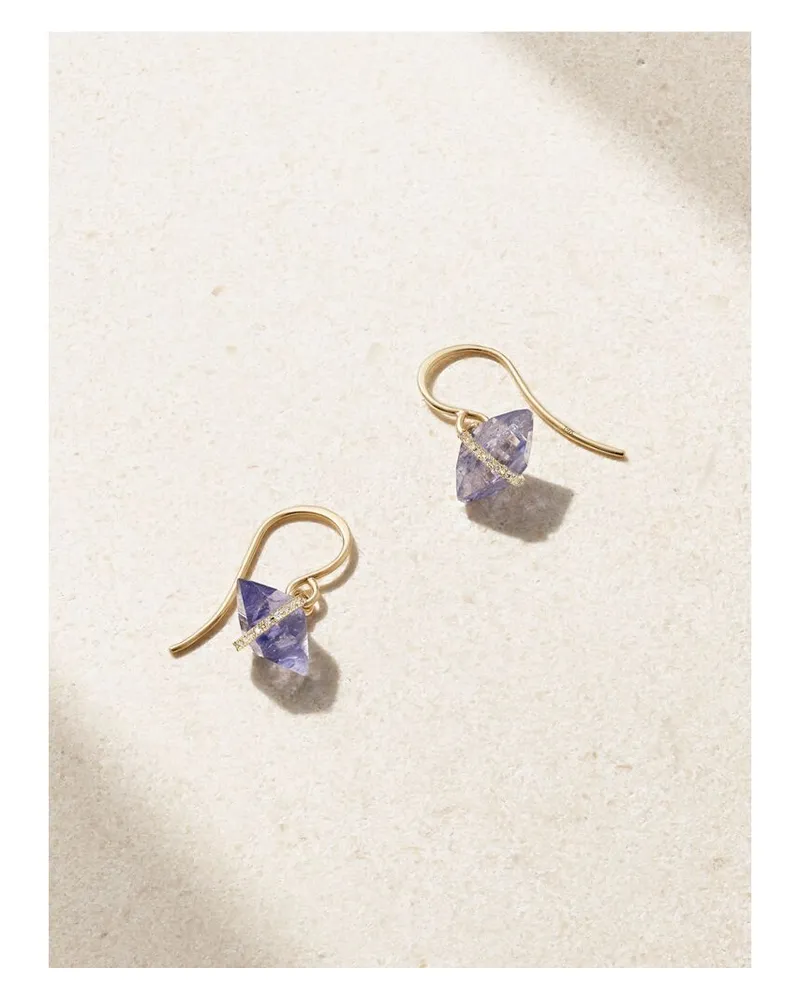 Melissa Joy Manning Ohrringe Aus Recyceltem 14 Karat Gold Mit Cordieriten Und Herkimer-diamanten - Lila Lila