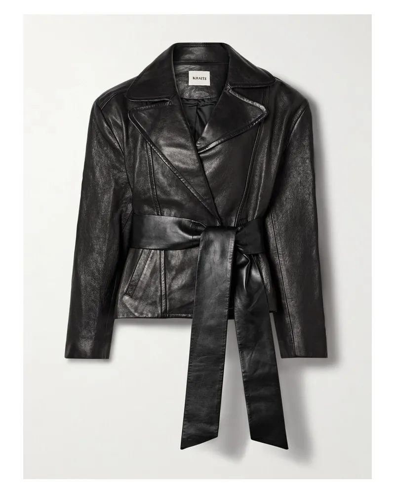 KHAITE Dolores Lederjacke Mit Bindegürtel - Schwarz Schwarz