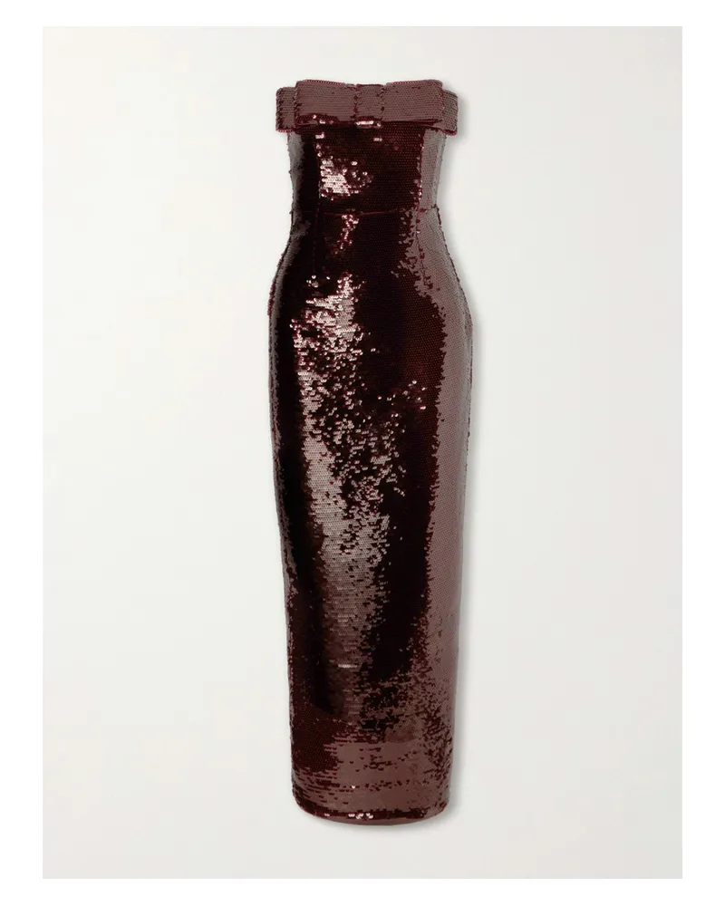 The New Arrivals Ilkyaz Ozel Sisu Sequined Gown - Burgundy Burgundy