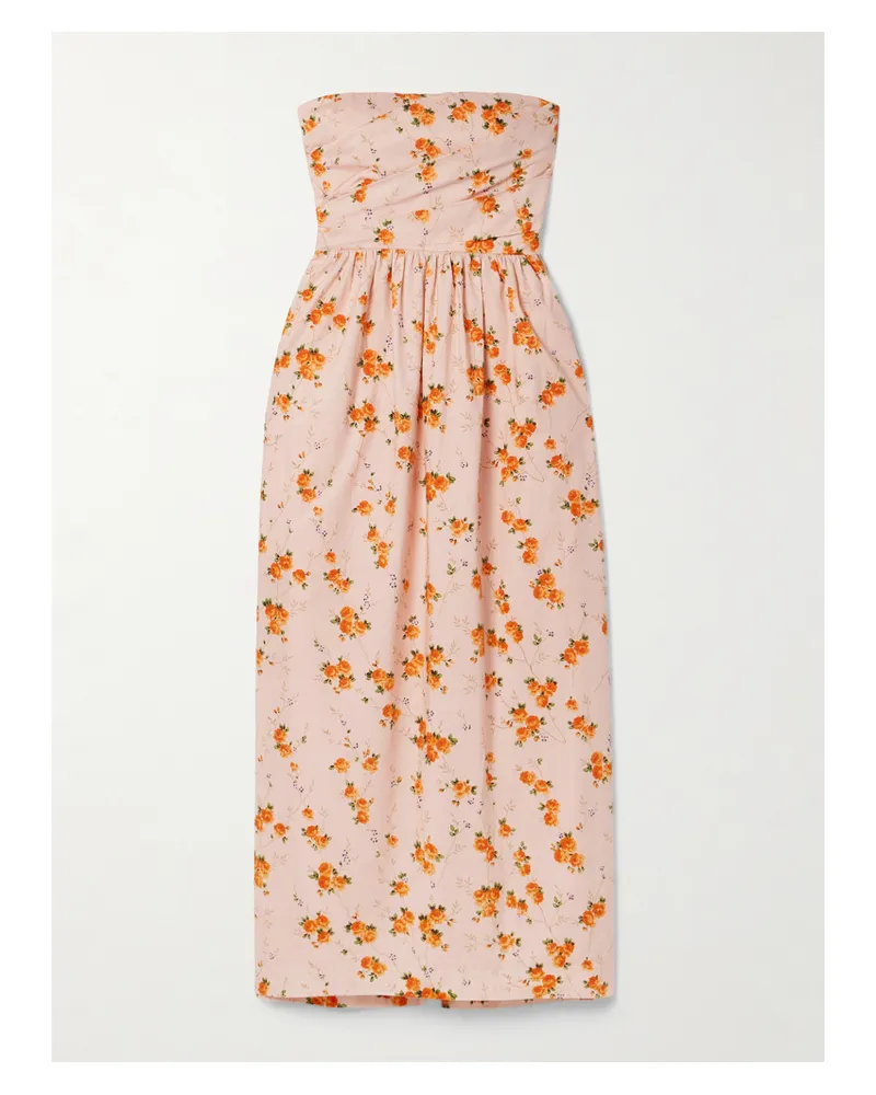 LoveShackFancy Luxie Trägerloses Midikleid Aus Baumwoll-voile Mit Blumenprint - Orange Orange