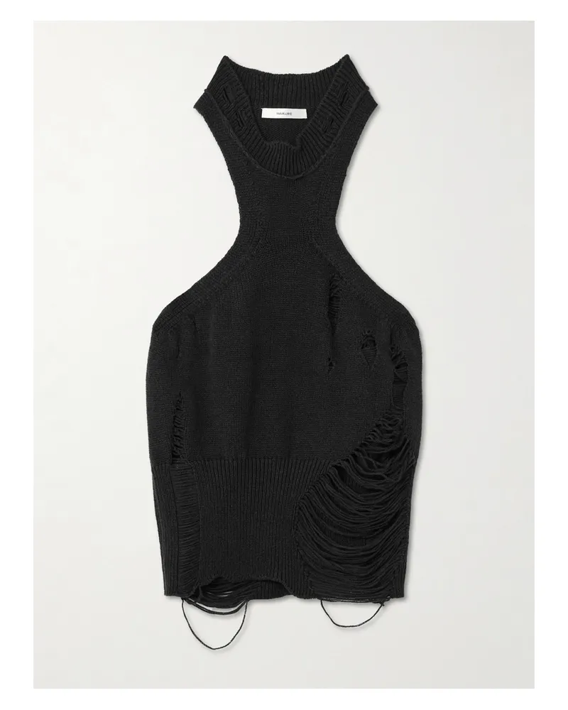 Haikure Tanktop Aus Einer Baumwoll-wollmischung In Distressed-optik - Schwarz Schwarz