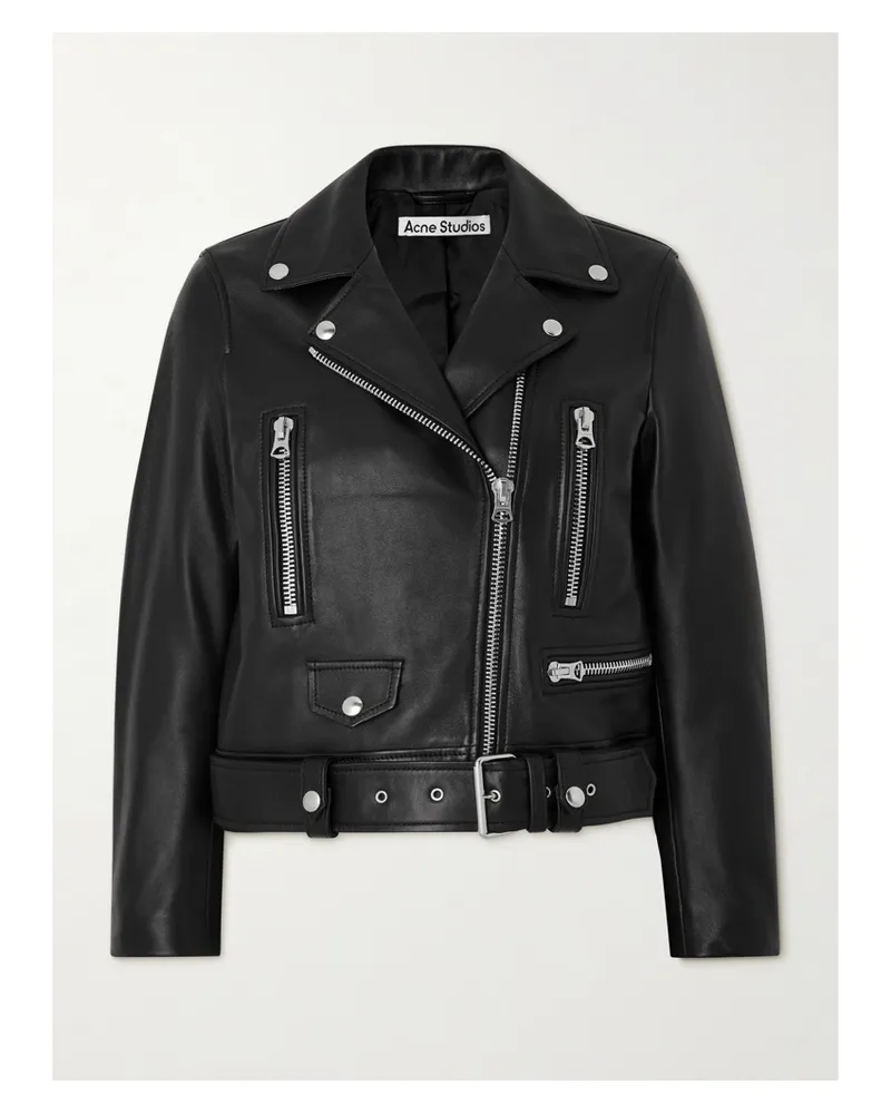 Acne Studios Bikerjacke Aus Leder Mit Gürtel - Schwarz Schwarz