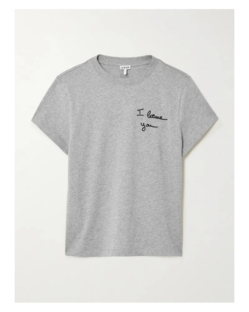 Loewe Anagram T-shirt Aus Baumwoll-jersey Mit Stickereien - Grau Grau