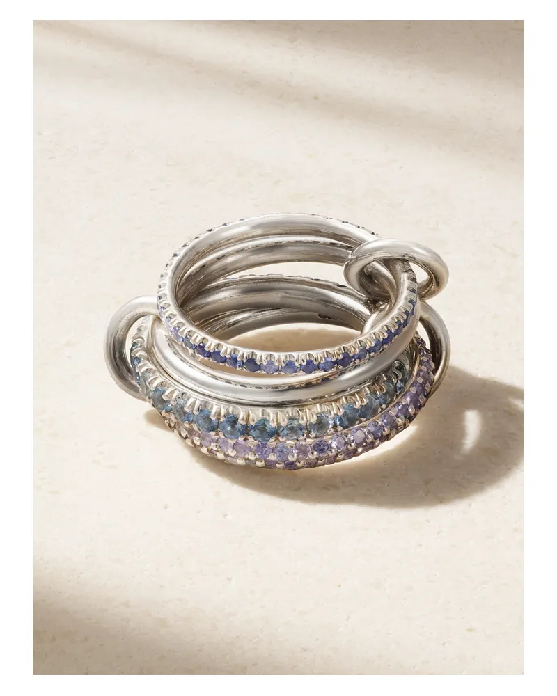 Spinelli Kilcollin Iris Set Of Four Sterling Silver Multi-stone Rings Silver