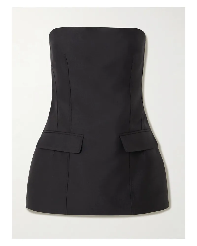 Totême Strapless Wool And Silk-blend Bustier Top - Black Black