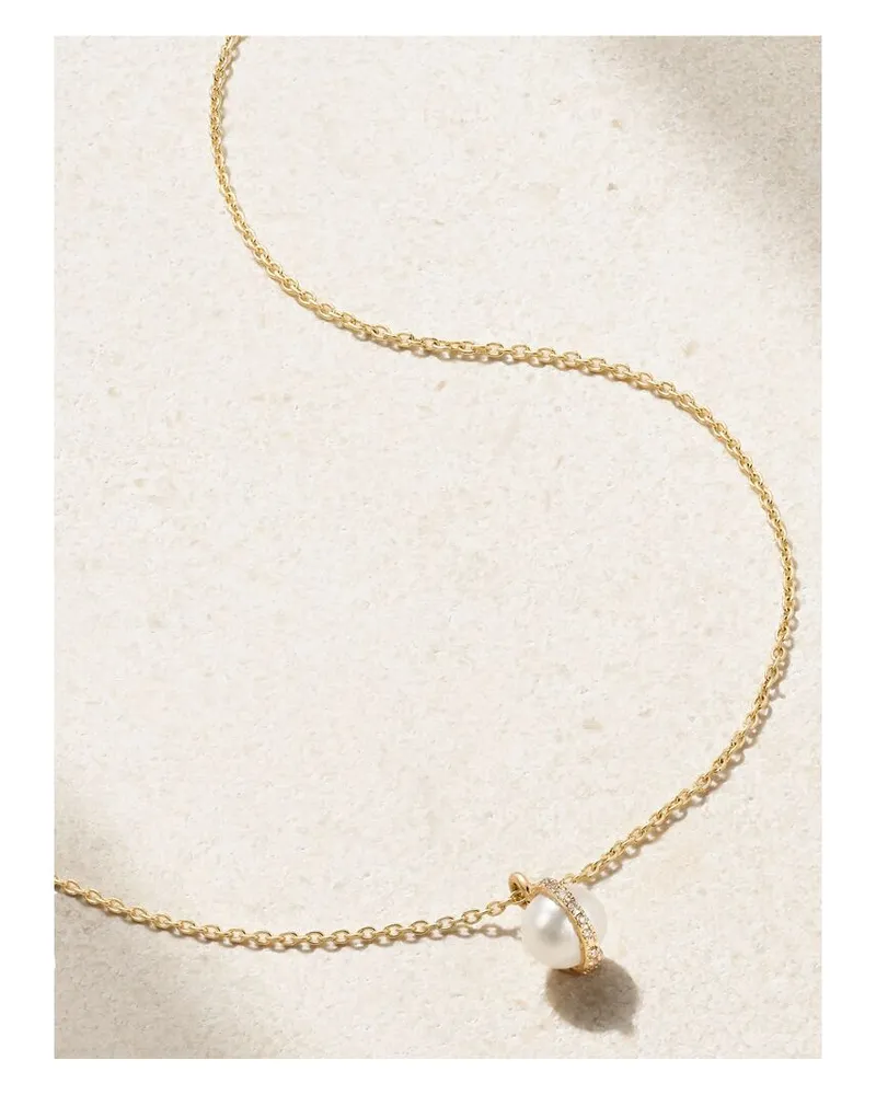 Melissa Joy Manning Kette Aus Recyceltem 14 Karat Gold Mit Perle Und Diamanten Gold