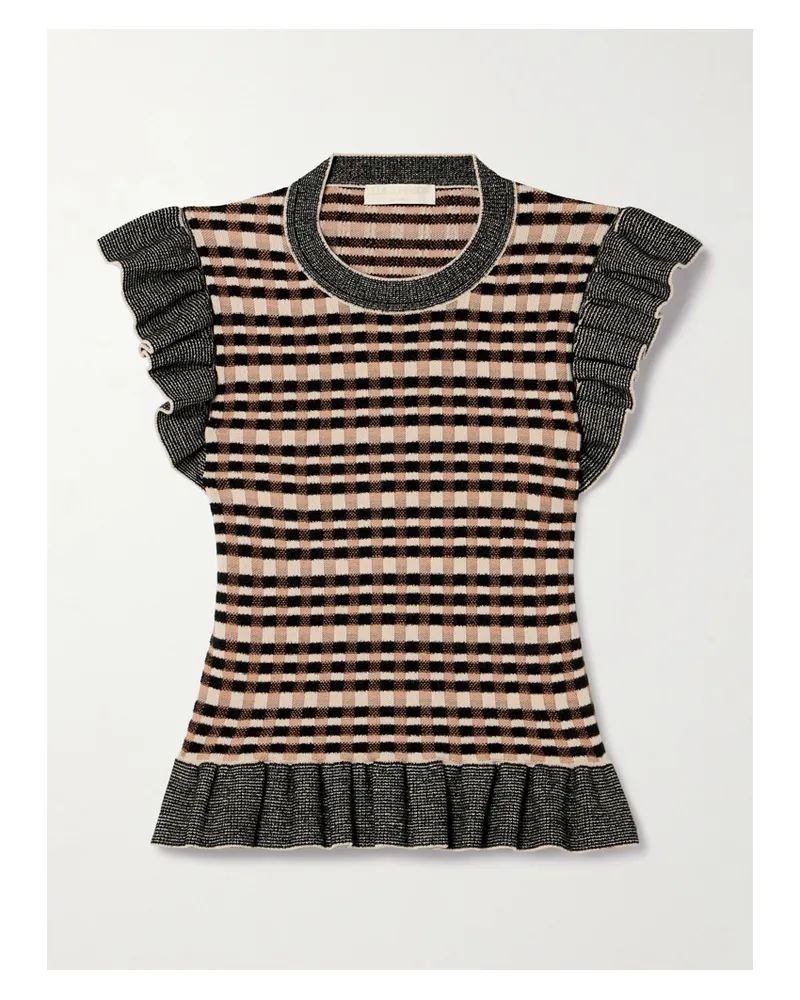 Ulla Johnson Rea Oberteil Aus Jacquard-strick Mit Karomuster Und Rüschen - Mehrfarbig Mehrfarbig