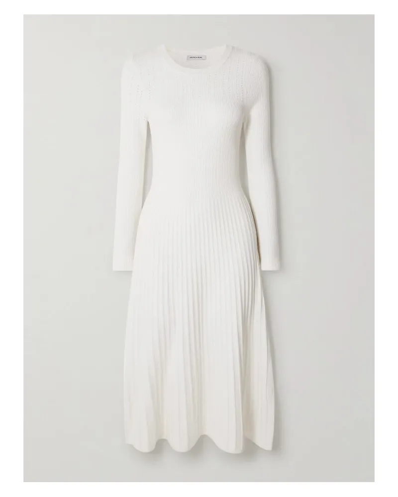 Veronica Beard Nami Midikleid Aus Pointelle-strick - Wollweiß Wollweiß