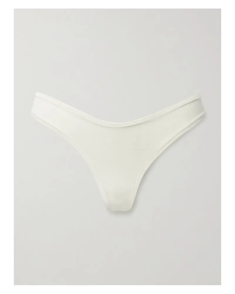 SKIMS Cotton Jersey Dipped Thong – Bone – String Aus Jersey Aus Einer Baumwollmischung - Wollweiß Wollweiß