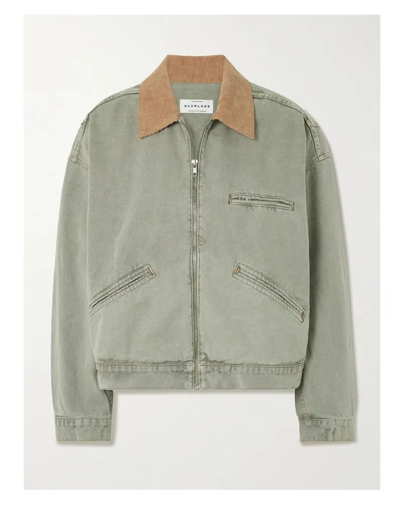 SLVRLAKE Camden Garage Jacke Aus Baumwoll-canvas Mit Cordbesatz - Grün Grün