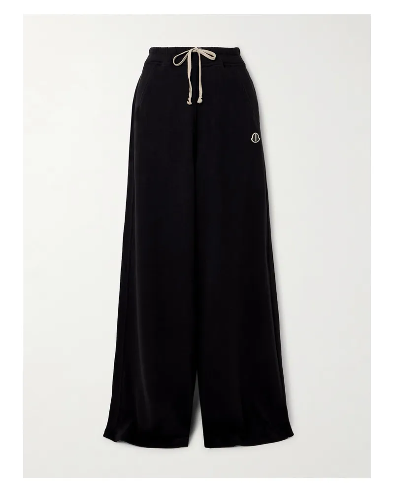 Rick Owens Moncler Jogginghose Mit Weitem Bein Aus Baumwoll-jersey Mit Applikation - Schwarz Schwarz