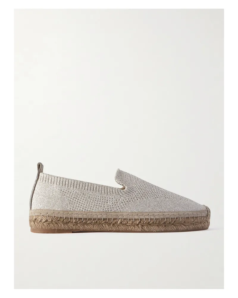 Brunello Cucinelli Espadrilles Aus Stretch-strick In Metallic-optik - Silber Silber