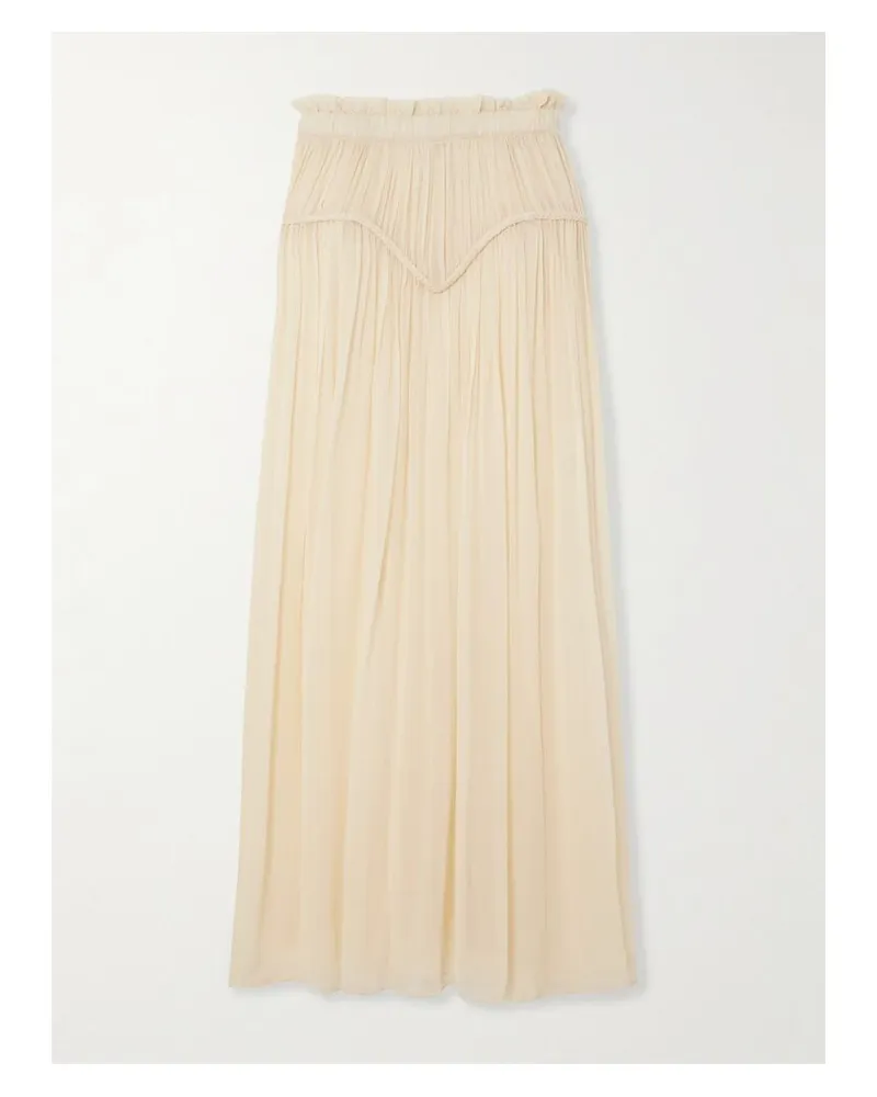 Isabel Marant Rolande Maxirock Aus Seidenkrepon Mit Raffungen Und Flechtdetails - Neutral Neutral
