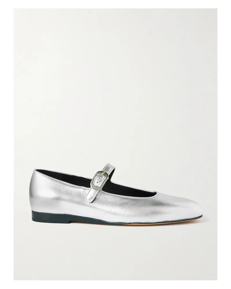 Le Monde Béryl Mary-jane-ballerinas Aus Leder In Metallic-optik - Silber Silber