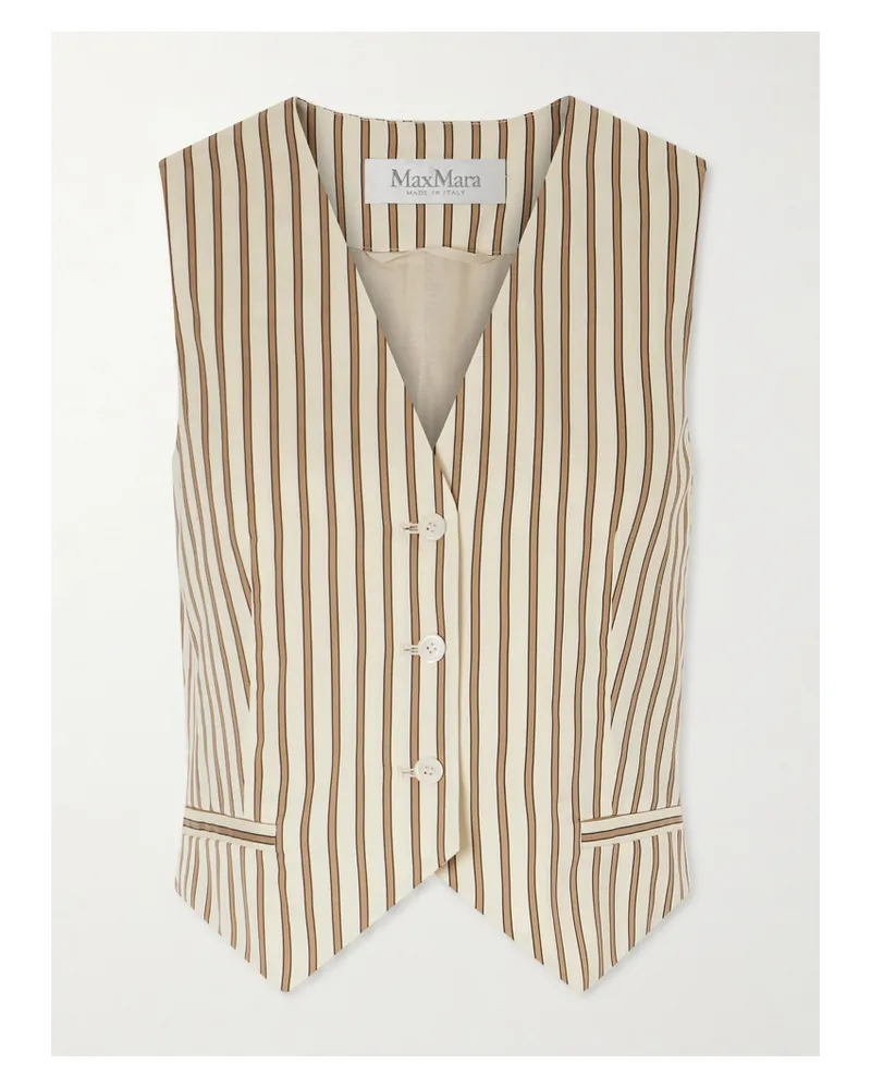 Max Mara Striped Cotton And Silk-blend Poplin Vest - Neutrals Neutrals