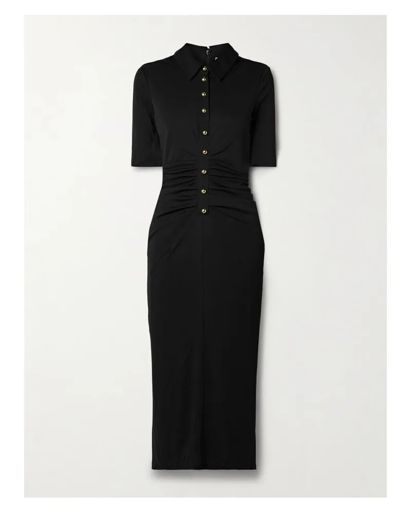 Carolina Herrera New York Midikleid Aus Stretch-jersey Mit Zierknöpfen Und Raffungen - Schwarz Schwarz