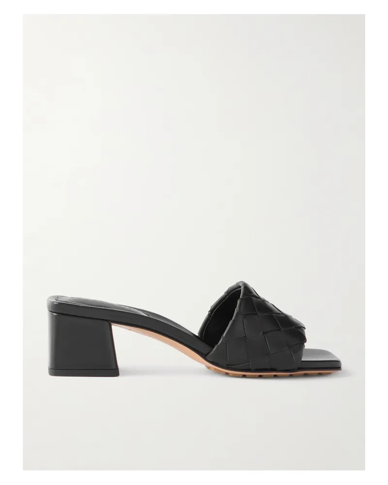 Bottega Veneta Riva Mules Aus Intrecciato-leder - Schwarz Schwarz