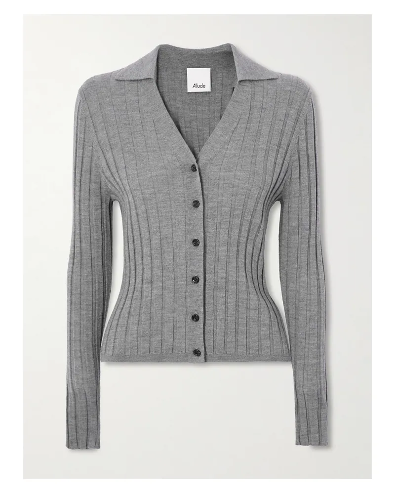 ALLUDE Cardigan Aus Wolle In Rippstrick - Grau Grau