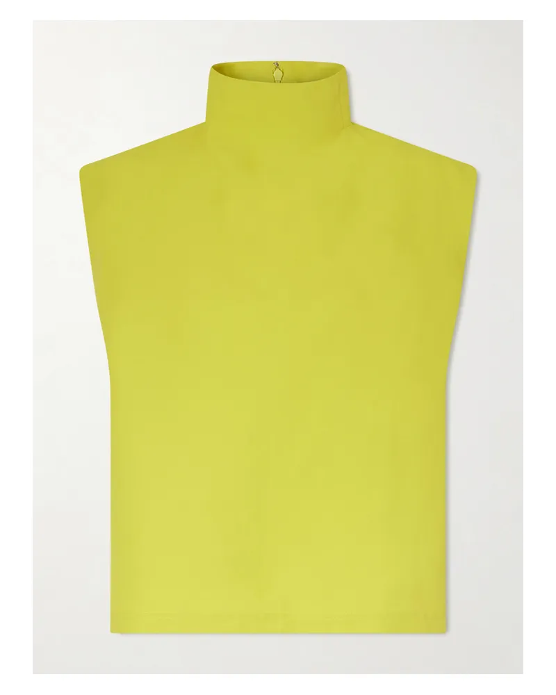 Alaïa Paper-blend Poplin Turtleneck Top - Yellow Yellow