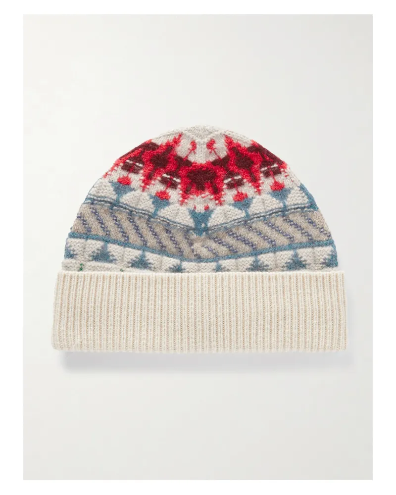 Loro Piana Noel Beanie Aus Kaschmir In Jacquard-strick Mit Rippstrickdetail - Mehrfarbig Mehrfarbig