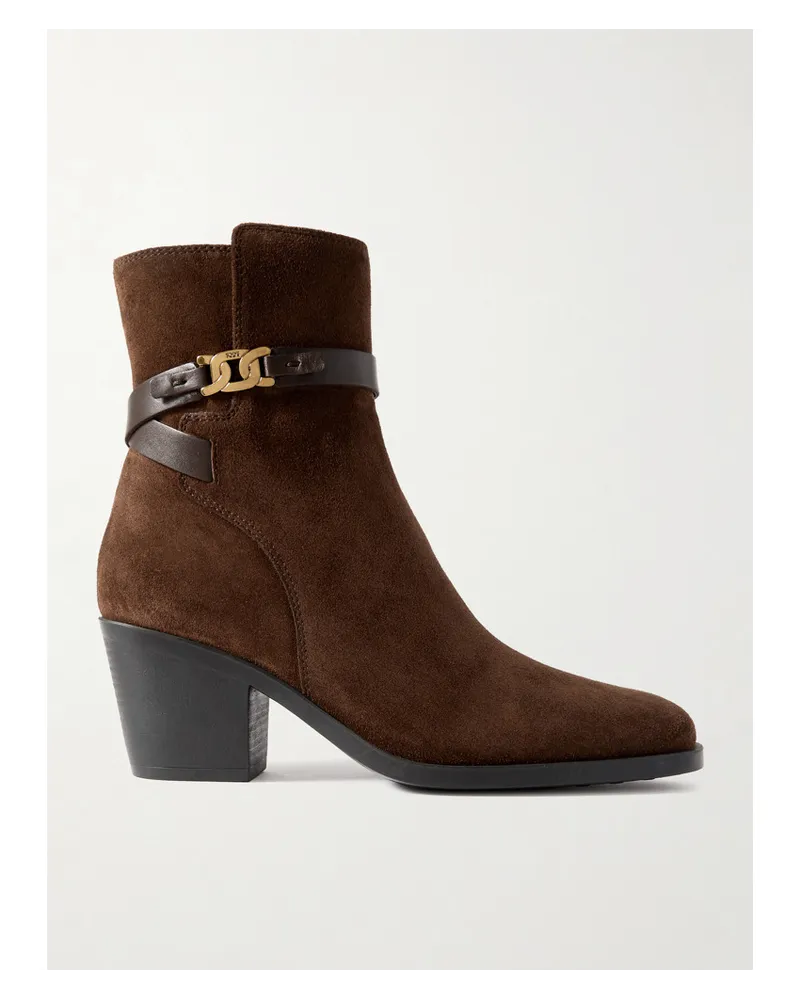 TOD'S Ankle Boots aus Veloursleder Braun