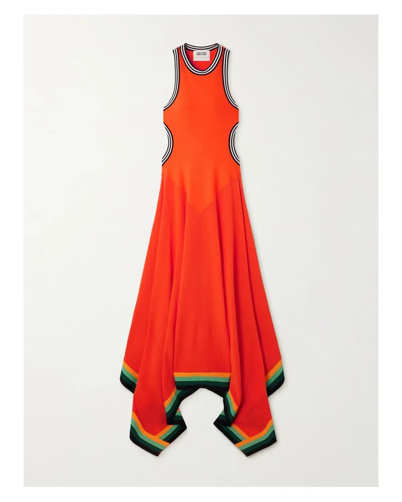 Christopher John Rogers Robe Aus Einer Baumwollmischung Mit Streifen Und Cut-outs - Orange Orange