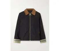 Verkürzte Jacke Aus Baumwoll-canvas Mit Cordbesatz - Schwarz