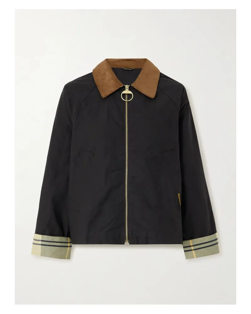 Barbour Verkürzte Jacke Aus Baumwoll-canvas Mit Cordbesatz - Schwarz Schwarz