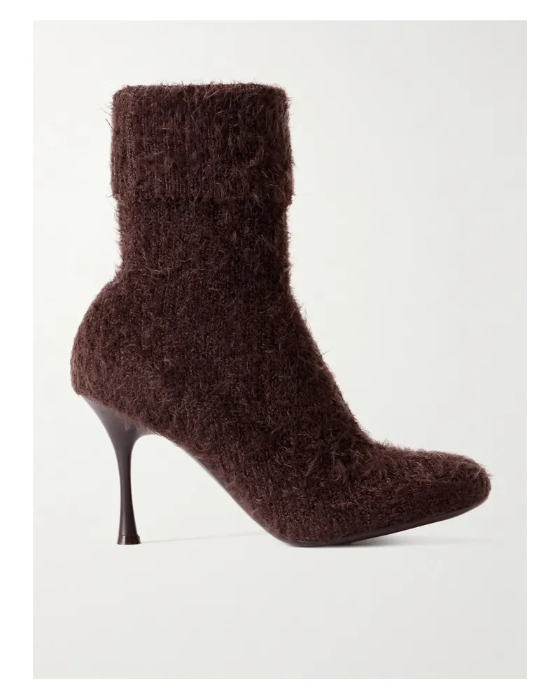 Gianvito Rossi Aspen 95 Ankle Boots Aus Gebürstetem Rippstrick - Braun Braun