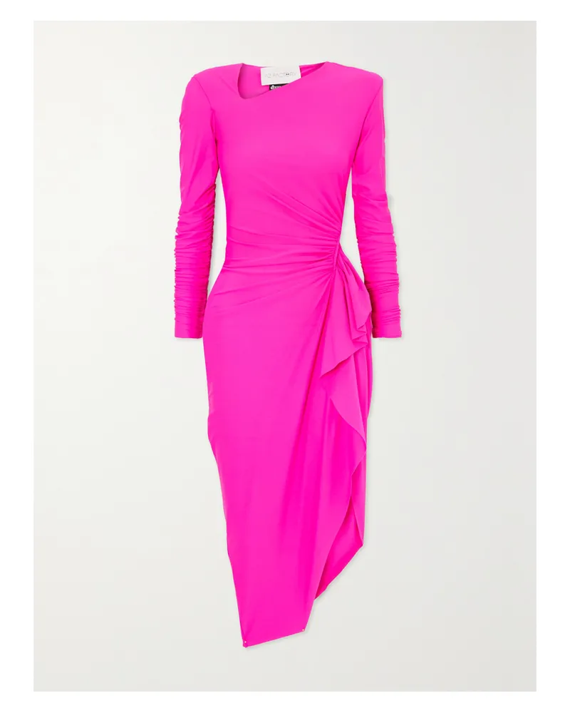 AZ FACTORY Ester Manas Asymmetrisches Midikleid Aus Stretch-jersey Mit Raffungen Und Cut-outs - Pink Pink
