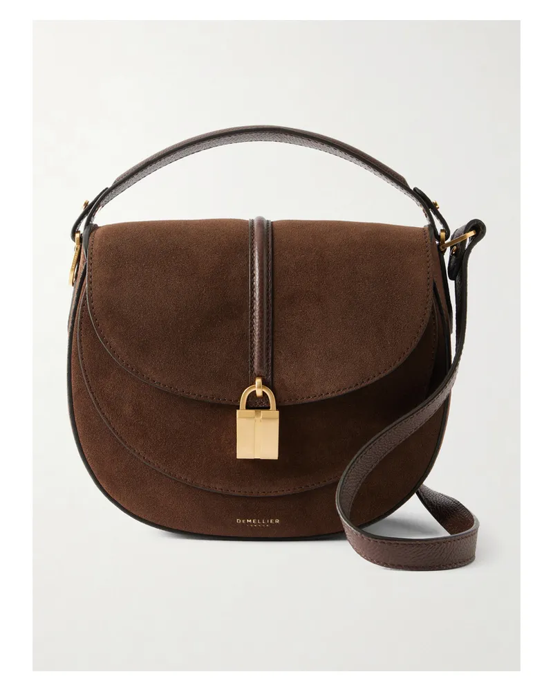 DeMELLIER The Siena Saddle Suede And Textured-leather Shoulder Bag - Brown Brown