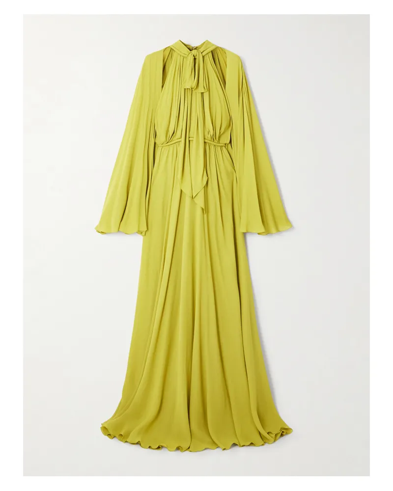 Giambattista Valli Robe Aus Crêpe Mit Falten, Schluppe Und Cape-effekt - Gelb Gelb