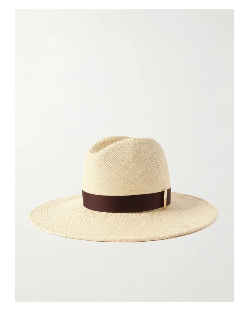 Gigi Burris Requiem Fedora Aus Stroh Mit Besatz Aus Baumwollsatin Und Verzierung - Neutral Neutral