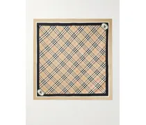 Checked Silk-twill Scarf - Neutrals