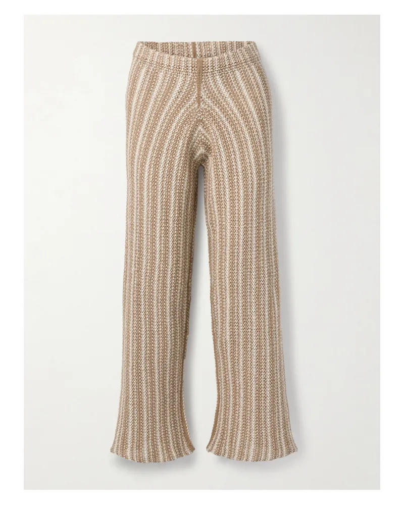 The Elder Statesman Hose Mit Geradem Bein Aus Gehäkelter Baumwolle Mit Streifen - Braun Braun
