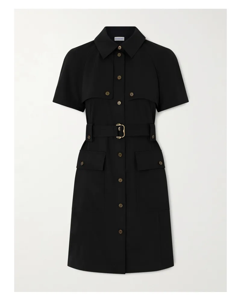 Burberry Belted Wool-twill Midi Shirt Dress - Black Black