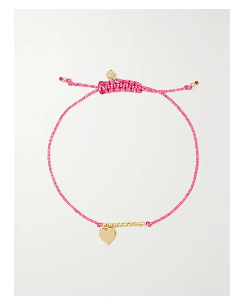 Sydney Evan Pure Heart Kordelarmband Mit Details Aus 14 Karat Gold - Pink Pink